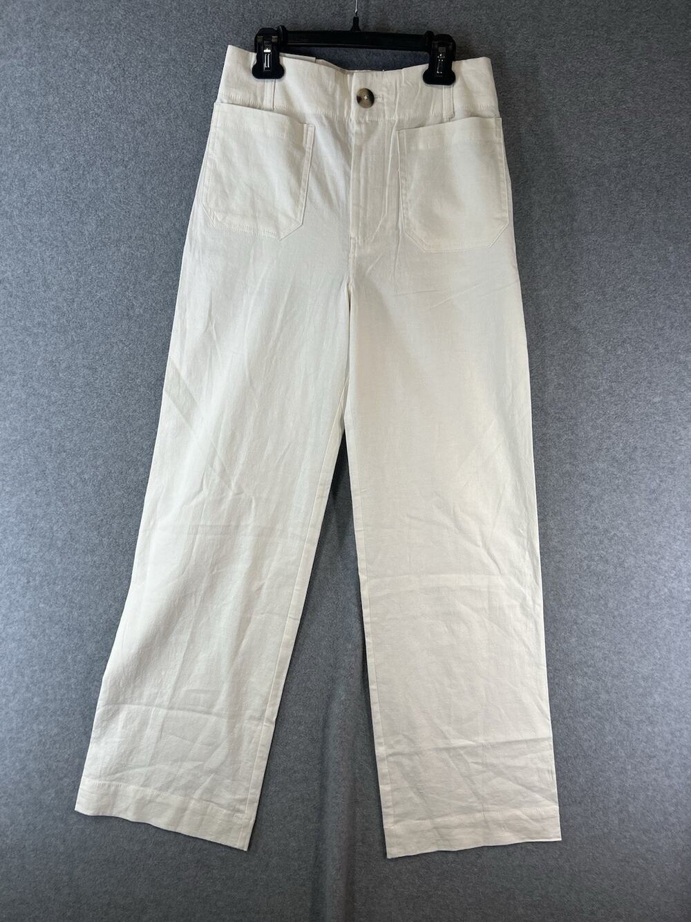 Anthropologie Maeve Colette Linen Blend Pants Full Length Wide Leg Pants Size 25